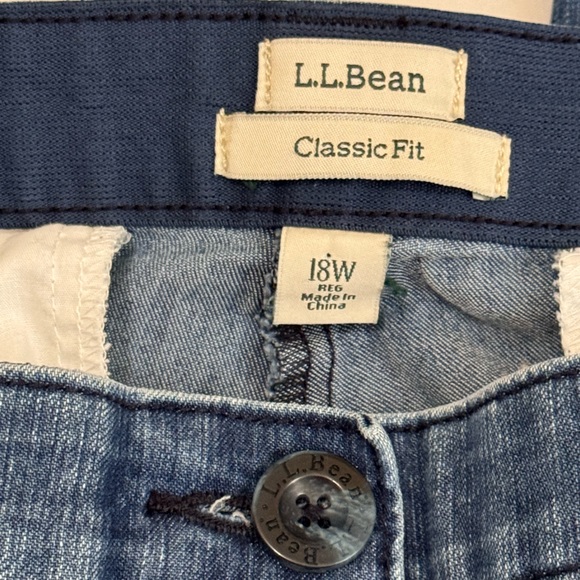 L.L. BEAN CAPRI 18W. CLASSIC FIT. MEDIUM RISE BLUE DENIM CAPRIS. FLEX WAIST. - Picture 8 of 12